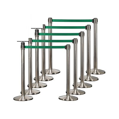 #ad Qbuster Satin Stainless Retractable Belt Stanchion Safety Barrier with 11#x27; Da... $1462.42