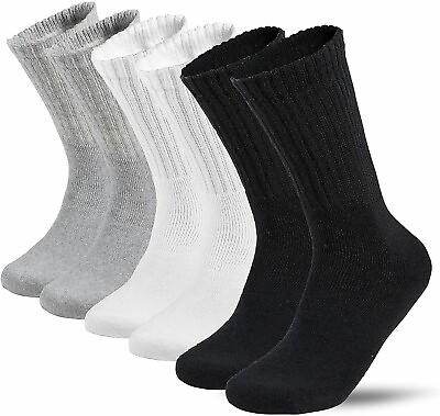 #ad Lot 3 12 Pairs Mens Solid Sports Athletic Work Crew Cotton Socks Size 9 11 10 13 $15.29