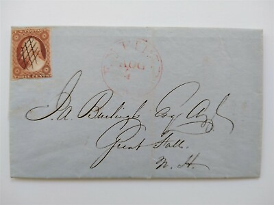 #ad New Hampshire: Enfield #2 1857 08 04 Stampless Cover RARE PERIOD Grafton Co $300.00