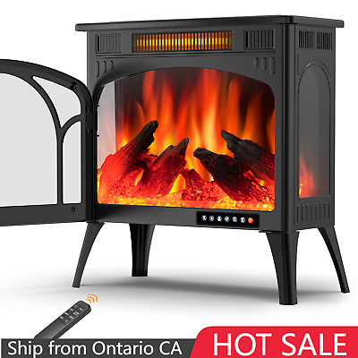 #ad Electric Fireplace Heater1500W Freestanding Fireplace Infrared StoveRemoteCA5 $139.99