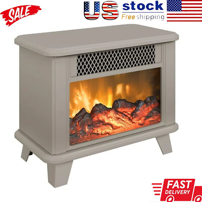 #ad Electric Fireplace Personal Floor Standing Space Heater Metal Cream Home Office $72.00