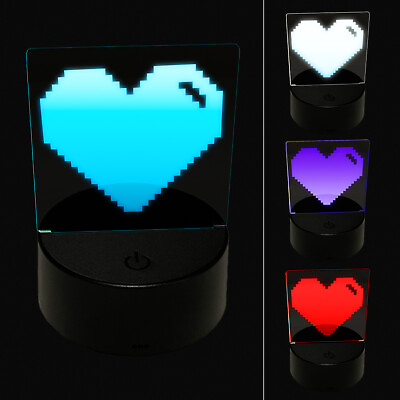 #ad Pixel Digital Filled Heart Gaming Life 3D Illusion LED Night Light Sign Lamp $19.99