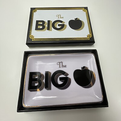 #ad Rosanna The Big Apple Trinket Dish Tray Jazz Age Souvenir White Black Gold B42 $16.90