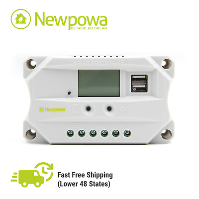 #ad Newpowa Solar Charge Controller PWM 10A 20A 12 24V Auto LCD Regulator Dual USB $27.99