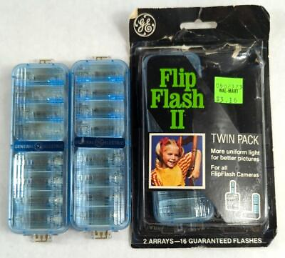 #ad Vintage: GE Flip Flash II Camera Flash Bulbs w Original Box Lot of 4 32 Bulbs $13.19