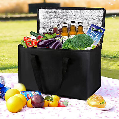 #ad Handheld Lunch Bag Folding Insulated Thermal Tote Box Reusable large Lunchbox $10.22