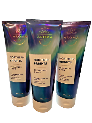 #ad Bath amp; Body Works LOT 3 Eucalyptus amp; Pine Body Cream Aroma Northern Brights 8oz $37.99