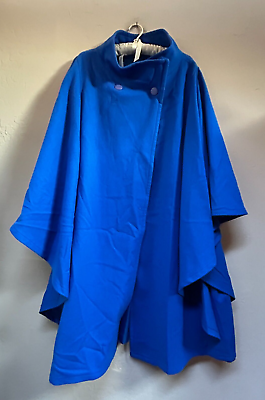 #ad Di Vinci California Double Breasted Cape Cloak Poncho Overcoat Batwing Blue $61.09