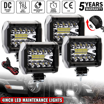 #ad 4x 4quot; LED Work Light Bar 4WD Offroad SPOT Pods Fog ATV SUV Driving Lamp wiring $25.99
