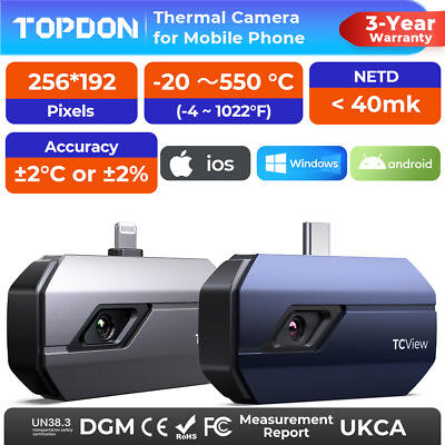 #ad TOPDON TC001 TC002 Thermal Camera for Android amp; iOS IR Resolution 256x192 Pixels $229.00