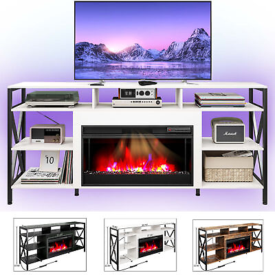 #ad 1500W Electric Fireplace TV Stand with RGB LED Light Storage Cabinet App Control $302.09
