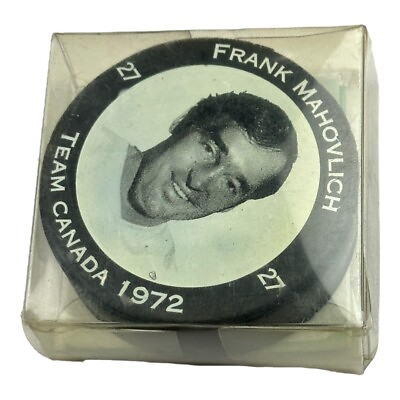 #ad Frank Mahovlich Team Canada 1972 Puck Original Package $25.00