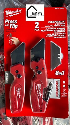 #ad MILWAUKEE 48 22 1505Q FASTBACK 6 in 1 Folding Utility amp; COMPACT 2 Knives NISP FS $24.99