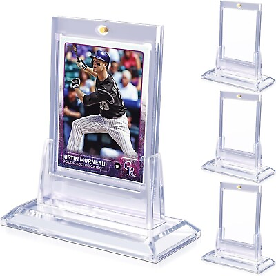#ad 4Pcs Magnetic Card Holders For Trading Card 35Pt Hard Baseball Protector W Stand $12.99