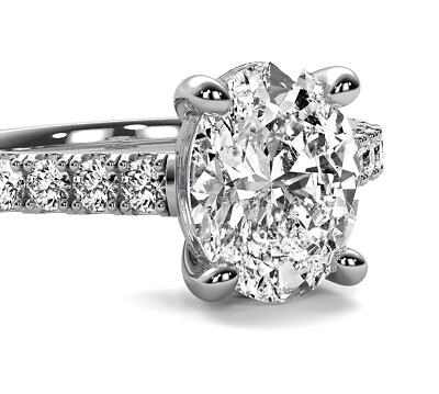 #ad SOLIATIRE DIAMOND ON SHANK 1.50 Ct H VS2 Oval Cut Diamond Engagement Ring 14k $4754.75