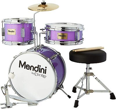 #ad Mendini By Cecilio Kids Drum Set w 4 Drums Bass Tom Snare amp; Cymbal Purple $35.00