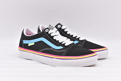 #ad Men#x27;s Vans Skate Old Skool Low Top Skate Shoes in Neon Rave Black Size 6.5 $48.74