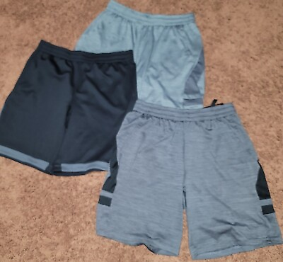 #ad Lot Of 3 Boys Large Husky Tekgear Shorts Very Soft Silky Cool Grey#x27;s And Black $18.00