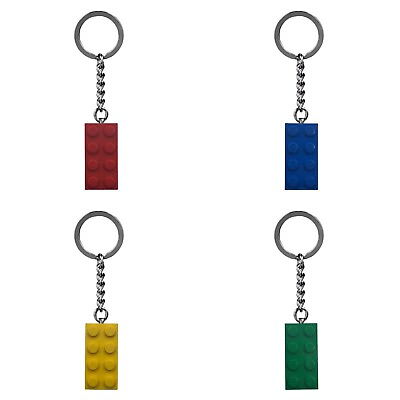 #ad LEGO Brick Keychain ring 2 x 4 Red Blue Yellow Green Lot of 4 $11.99