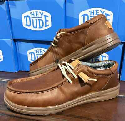 #ad Hey Dude Wally Grip Craft Brown Leather Casual Comfort Mens Shoes US Size 6 15 $129.00