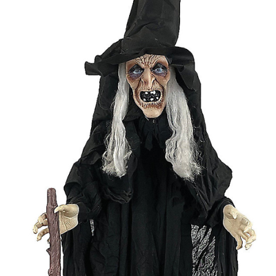 #ad 5#x27; Animated Witch With Cane Prop Haunted House Halloween Party Decor Life Size $98.99