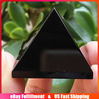 #ad Natural Black Obsidian Quartz Crystal Pyramid Chakra Orgone Energy Tower Healing $8.26