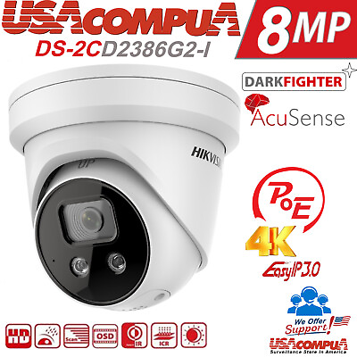 #ad Hikvision 4K AcuSense DarkFighter DS 2CD2386G2 I IP 8MP Camera PoE 2.8 mm $156.74