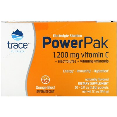 #ad Trace Minerals Electrolyte Stamina Power Pak Orange Blast 30 Pkts $16.99