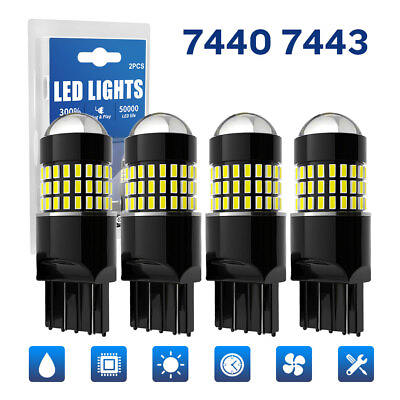 #ad 6000K 7443 7444 LED Bulb Brake Tail Stop Parking Light 7440 T20 Bright Lamp 4Pcs $28.99