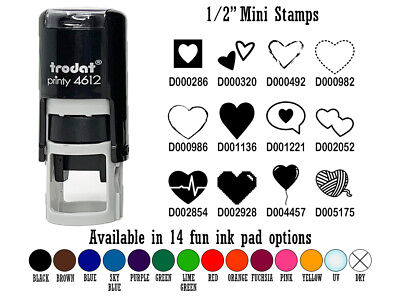 #ad Heart Love Romantic 1 2quot; Self Inking Rubber Stamp Ink Stamper $9.99