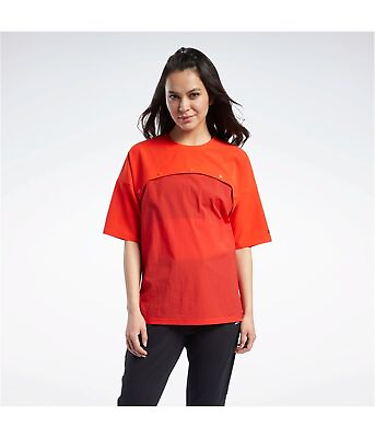 #ad Reebok Womens Oversized Midlayer Basic T Shirt Red Small $32.22