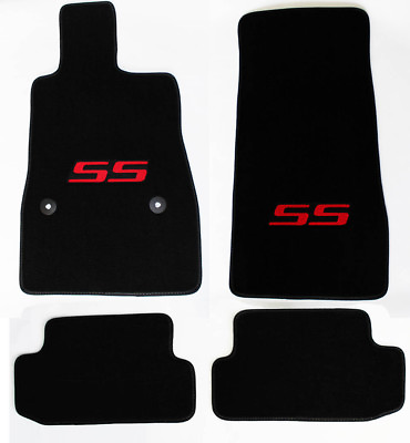 #ad NEW BLACK Floor Mats 2016 2022 Camaro Embroidered SS Logo in Red Set of 4 $125.97