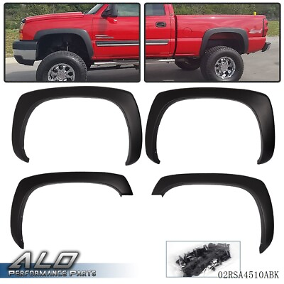 #ad Fit For 99 07 Chevy Silverado GMC Sierra Factory Style Fender Flares Matte Black $52.46