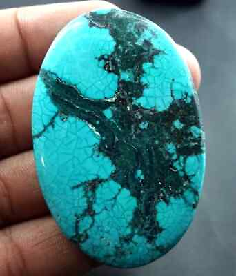 #ad 222.75 Ct EGLCertified Black Natural BlueTurquoise Rough Untreated Oval Gemstone $30.00