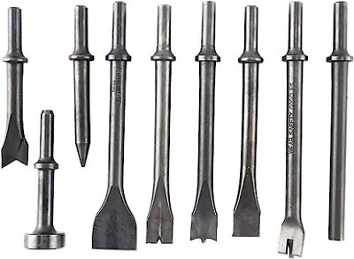 #ad 9Pcs Pneumatic Air Hammer Punch Chipping Bits Tool Chisel 0.39In Shank Tool Set $29.54
