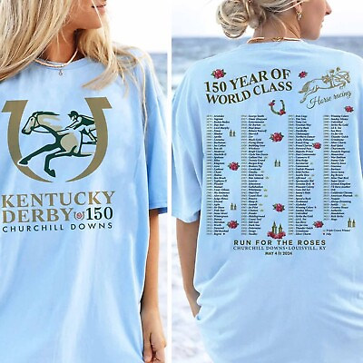 #ad HOT SALE 2024 Kentucky Derby 150 Years Anniversary Horse Racing T Shirt $31.99