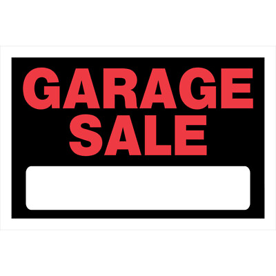 #ad Hillman English Black Garage Sale Sign 8 in. H X 12 in. W 6 PACK $9.91