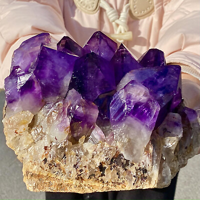#ad 7.01LB Natural Amethyst backbone clustercrystal rod point healing therapy $303.00