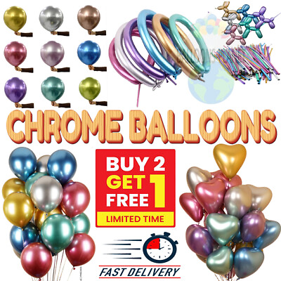 #ad 10 50 CHROME BALLOONS METALLIC LATEX PEARL 10quot; Helium Air Wedding Birthday Party GBP 2.29