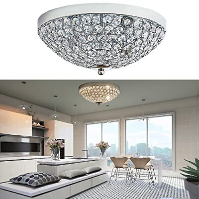 #ad Dfl Flush Mount Crystal Ceiling Light 2light Modern Chrome Finish Ceiling Light $58.70