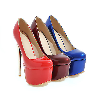 Womens Clubwear Shoes Synthetic Leather Platform High Heels Pumps US Size S077 $49.25