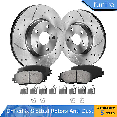 #ad funire Front Disc Brake Rotors amp; Ceramic Pads Kit for Toyota Corolla Matrix 2014 $70.99