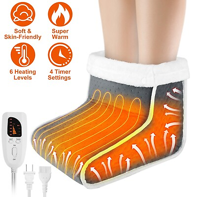 #ad Electric Heated Foot Warmer Winter Warm Feet Heating Pad Boots Washable 4 Timing $33.75