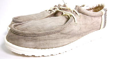 #ad Hey Dude Wally Linen Loafers Casual Men#x27;s Size 13 Lace Up Comfort Natural Khaki $22.99