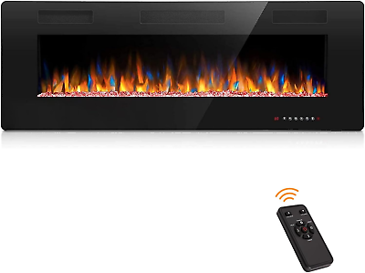#ad 50 Inch Electric Fireplace Inserts In Wall Recessed and Wall Mounted 750 1500W $298.99