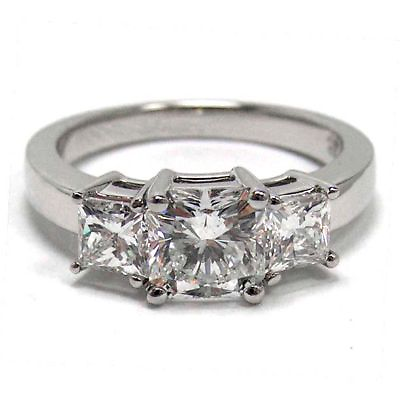#ad Classic Three Stone Radiant amp; Princess Diamond Engagement Ring F IF $5625.00