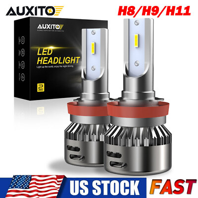 #ad AUXITO H11 H8 LED Headlight Bulb Conversion Kit High Low Beam White Super Bright $18.99