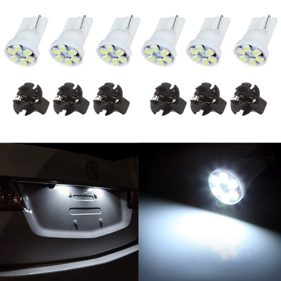 #ad 6x PC194 T10 LED w 1 2quot; Socket Bulb Dashboard Instrument Panel Light Lamp White $8.36