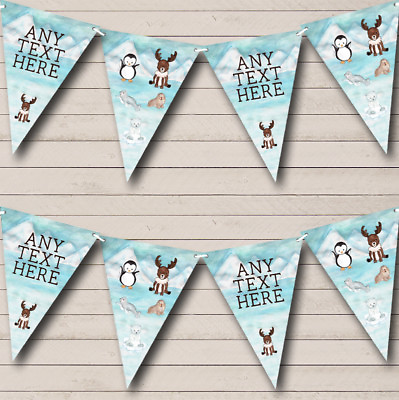 #ad Party Banner Bunting Polar Ice Animals Personalised Children#x27;s GBP 6.79