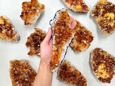 #ad Citrine Crystal Druze Clusters Large Raw Druzy Geode Chunk Rocks Minerals Stone $23.50